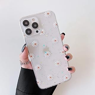 DEFBSC for iPhone 13 Case,Clear Glitter TPU Case Daisy Floral Flower Design Transparent Shockproof Protective Phone Case for iPhone 13 - Daisy