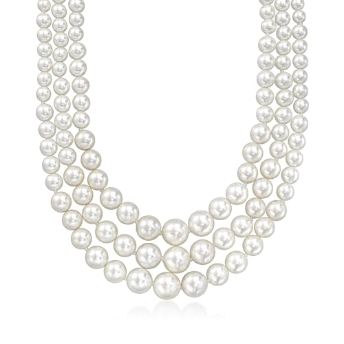 Ross-Simons Shell Pearl 3-Strand Necklace Sterling Silver