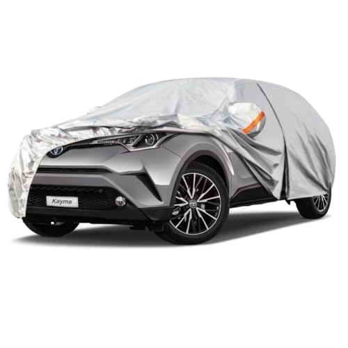 Kayme SUV Car Cover Fit for BMW X3 (2010-2025) Automobiles All Weather Waterproof, Outdoor Cover Sun Rain Protection, with Lock and Zipper Door.Silver