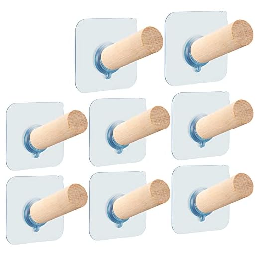FOTYRIG Adhesive Hooks Hat Hooks for Wall Hat Hangers Rack Extended Wooden Pegs Handmade Baseball Caps Hooks- Bathroom Door Cloest Entryway Wardrobe-8 Pack