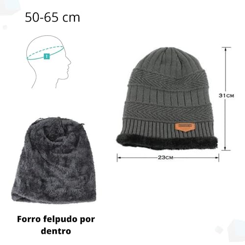 Gorro masculino de tricô de inverno com forro de lã grossa felpudo