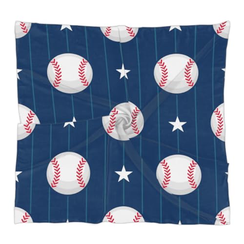 Tavisto Baseball Stripe Square Scarf for Women Lightweight Hair Scarf Headbands Neck Scarf Spring Summer Hair Wrap Square Silk Navy Blue Head Scarves for Women 23.6 x 23.6 Inch