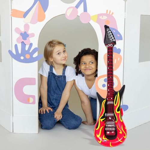 Guitarras inflables de PVC para niños con 6 unidades reutilizables para fiestas 6
