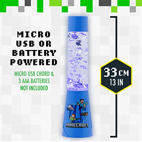 Paladone PP10069MCF Minecraft Glitzer Lavalampe, Flow Lamp Stimmungsbeleuchtung, 33 cm, Plastic, Multi Tischlampe - Lampe - Schreibtischlampe
