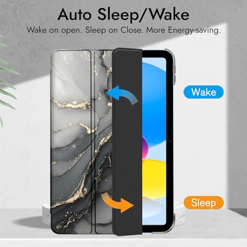 Image of Robustrion Cover for iPad 11th (A16) / 10th Generation Cover Case (2022 /2025), Trifold Flip Case Cover for iPad 11th Generation 11 inch / 10th Gen 10.9 inch [Auto Sleep Wake Suppport] - Ocean Black