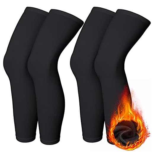 Skylety 4 Pieces Cycling Leg Warmers Thermal Sports Compression UV Long Leg Sleeves Full Length Leg Sleeves for Men Women (Medium)