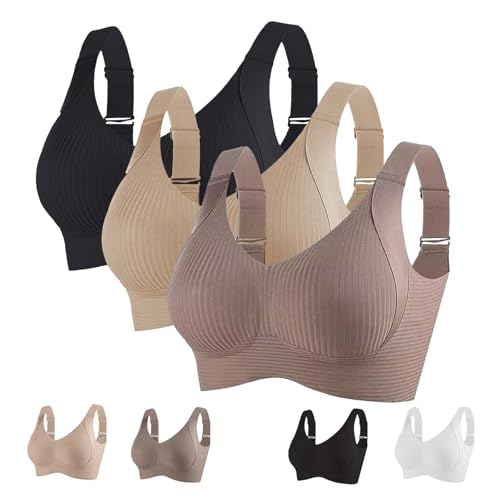Submarine Bra Recentof Bra 3 Pack Submarinen-S Bras Super Firming Bras Wire-Free Push Up Women Solid Four Breasted