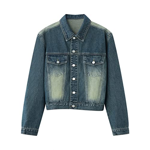 Ensemble 2 pièces vintage en denim dégradé homme veste cowboy jean droit bleu taille M