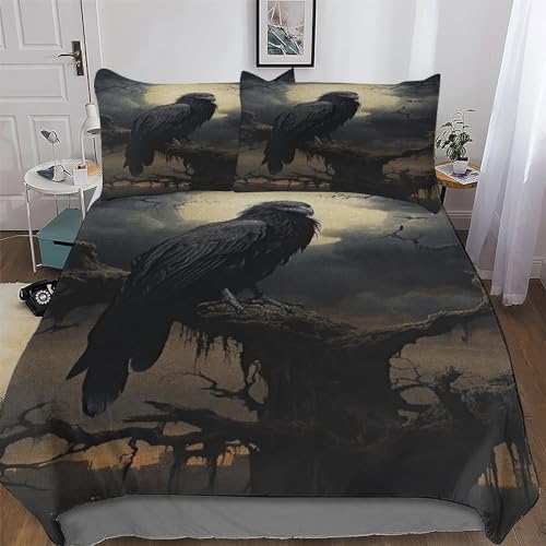 Housse de couette corbeau infroissable en microfibre pour lit - 2