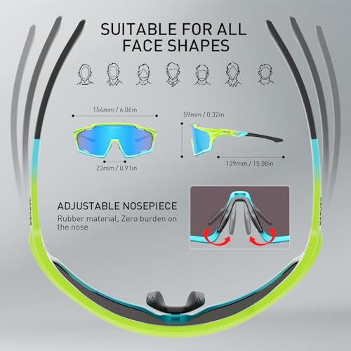 KAPVOE Cycling Glasses, PC Lens, Ventilation System, TR90 Frame, UV400 Protection, Men Women Sports Cycling Running MTB Driving Baseball Golf Sunglasses 11 — view 5