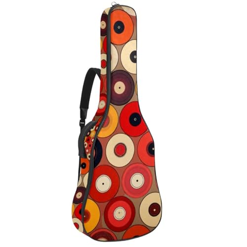 Étui guitare acoustique 40 pouces imperméable et rembourré motif vinyle rétro pour homme femme