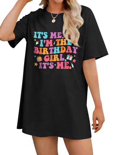 Image of Birthday Shirts for Women Oversized It's My Birthday Girl Graphic Shirt | Funny Birthday Party, Short Sleeve Outfits