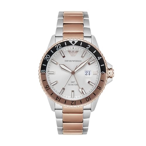 [エンポリオアルマーニ] 腕時計 WORLD EXPLORER AR11591 メンズ シルバー&ピンクゴールド