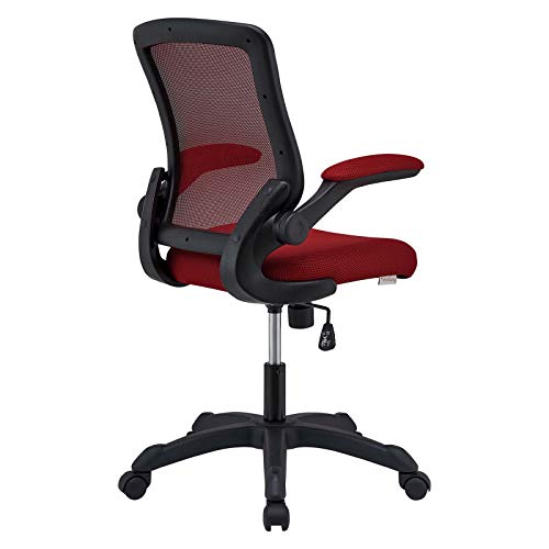 Modway Veer Office Chair With Mesh Back And Vinyl Seat With Flip-Up Arms In Red #TOP5