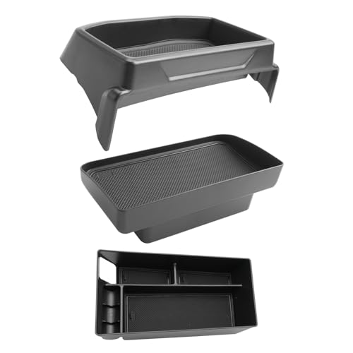 Image of LUWU 3PCS 2025 2026 Mustang Mach E Dashboard Storage Tray Compatible with Ford Mustang Mach E 2021-2026 Accessories Center Console Armrest Box Hidden Organizer Tray Behind Screen ABS Material
