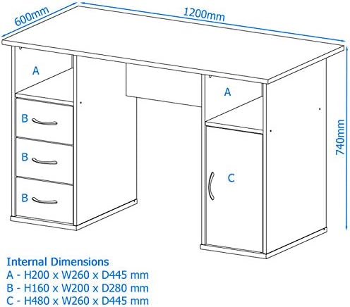 AlphasonAW12010WALMaryland Computer Desk,Walnut,1200x600mm