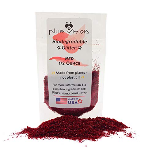 Biodegradable Glitter Made from Plant Cellulose Earth Friendly. Perfect for Body Cosmetics Crafts DIY Projects. Can be Mixed with Lotions Gels Oils Face Paint (1/2 Ounce Red)