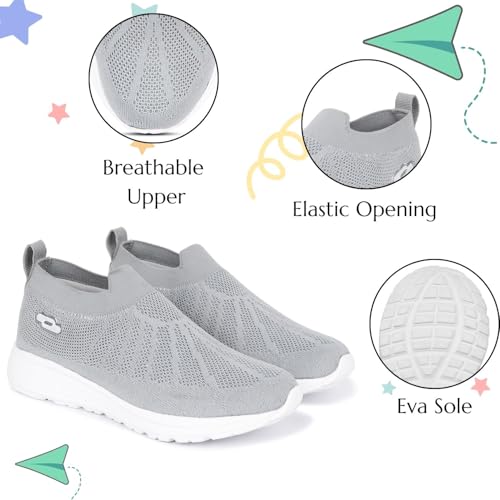 Image of TRASE Sports Slip-On Shoes for Kids | Knitted Upper Lightweight Footwear for Boys & Girls | Comfortable EVA Sole and Breathable Shoes for Walking & Play