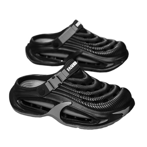 Fashion Clogs Unisex EVA Slip-On Shoes for Women Men Comfortable Thick Sole Breathable Indoor Outdoor Sandals-Black 42 43