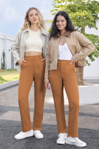 Image of Bamans Dress Pants Women Work Business Office Straight Leg Slacks