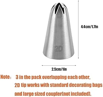 2D Icing Tip,Large Drop Flower Piping Tip,2D Tip for Cake Decorating,Open Star,3 Pcs