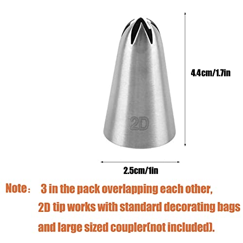 2D Icing Tip,Large Drop Flower Piping Tip,2D Tip for Cake Decorating,Open Star,3 Pcs