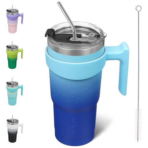 Image of BJPKPK 20 oz Tumbler with Handle & Straw, Insulated Stainless Steel Mug