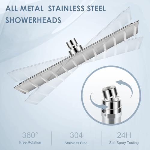 KINLIV 12 inch Brushed Nickel Rain Shower Head - All Metal 304 Stainless Steel, Full Body Rainfall Shower with 144 Silicone Nozzles - Square Showerheads Ceiling or Wall Mount Modern Bathroom by KINLIV - Used condition - Image 6