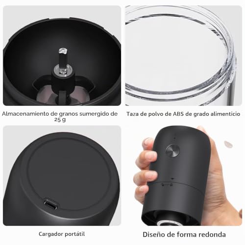 Miniatura 5 de Molinillo De Café Eléctrico, Portátil, Con Núcleo De Cerámica, Molinillo De Granos De Café, Con Grado De Molienda Ajustable Para Expreso, Filtro De Mano, Prensa Francesa