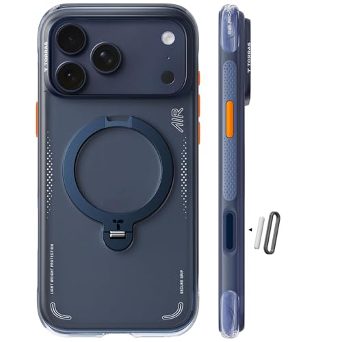 TORRAS Ostand Q3 Air für iPhone 17 Pro Hülle mit echtem Airbags Doppelter Schutz (360 Magnetischer Robust Ständer) Matt Handyhülle mit Kamerasteuerung Taste Mitternachts