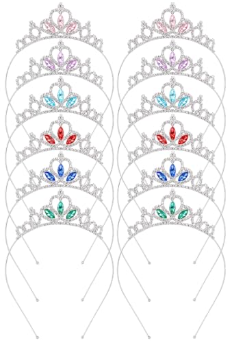 KQYSLXG 12 Pcs Crystal Crowns Headbands, Silver...