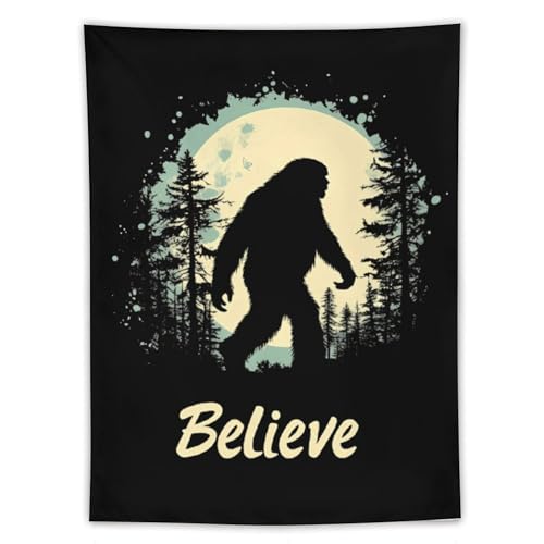 Tapiz Bigfoot Believe vertical, decoración de pared divertida y estética para salón