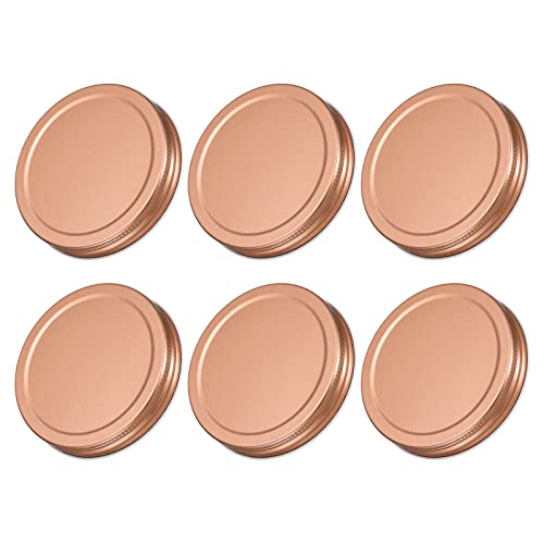 sourcing map Mason Jar Lids, 86mm/3.39 Wide Mouth Tin Plate Caps Leak Proof for Canning Jars Kitchen Storage, (Rose Gold 6Pcs)