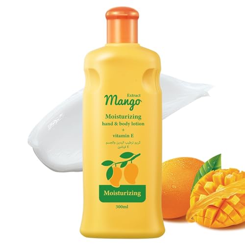 Lotion corporelle à la mangue et à la vitamine E – Lotion hydratante pour les mains et le corps 300 ml – Nettoyant hydratant doux pour la peau – Réduit la sécheresse et donne une hydratation durable