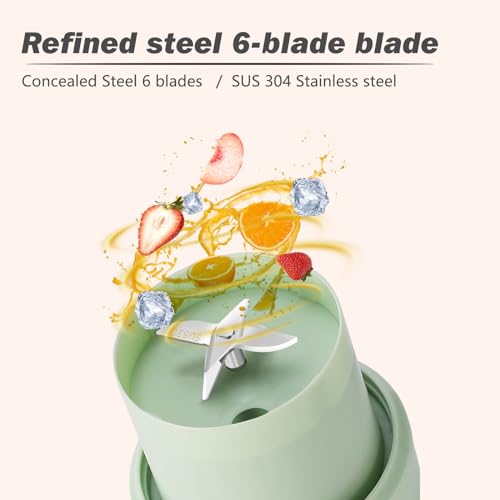 GHIBFBT Tragbarer Mixer für Smoothie Maker, 350ml Smoothie Maker to go Typ-C Tragbarer Persönlicher Mixer BPA-Free, Mini-Mixer mit 6 Klingen für Saft Babynahrung Reisen (Rosa)