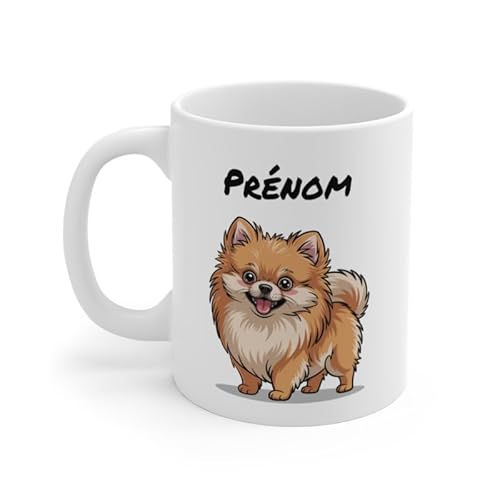 Teecustom Tasse Personnalisable Chien Pomeranian – Mug Spitz Nain Mignon avec Prénom – Cadeau Fan de Chiens 325ml