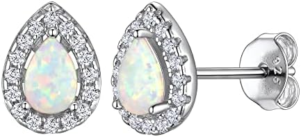 Suplight Hypoallergenic 925 Sterling Silver Heart Shape/Round Cut Halo Birthstone Stud Earrings for Women Girls (with Gift Box)