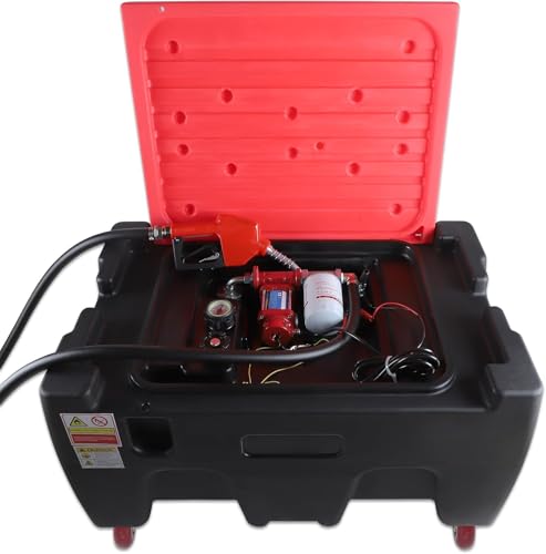 40 Gallon Fuel Transfer Tank with Detachable Wheels for Cars, Motorcycles & Boats, Holds Gasoline & Diesel, 12GPM 12V DC Fuel Transfer Pump & Manual Fueling Nozzle for Lawn Mowers & Snowblowers
