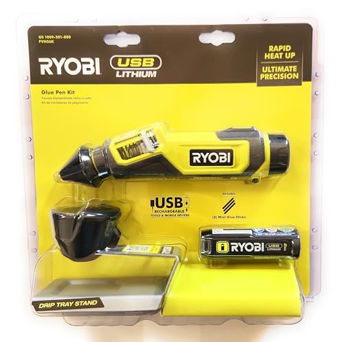 RYOBI USB Lithium Glue Pen KIT with 2.0 AH USB Lithium Battery and Charging Cable FVH56K