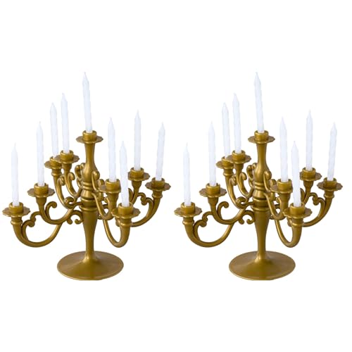 Wensmy 2 candelabros en miniatura vintage con velas, decoración