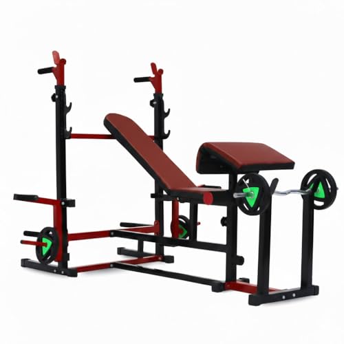 Image of 8-in-1 Adjustable Gym Bench | Bench Press for Home Gym with Preacher Curl & Leg Extension | Foldable, Heavy Duty & Multipurpose Bench for Home Gym, Full Body Workout Equipment