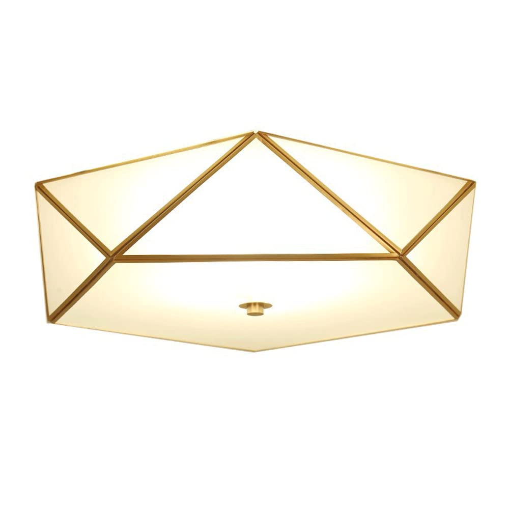 Lustre plafonnier en verre et cuivre chic E27 pour salon élégant
