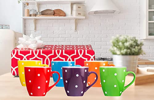 Bruntmor 16 Oz Polka Dot Coffee Mug Set Of 6, Large 16 Ounce Ceramic Mugcup Set In Multi Color Dot Design, Best Coffee Mug For Your Christmas Or Birthday Gift #TOP5