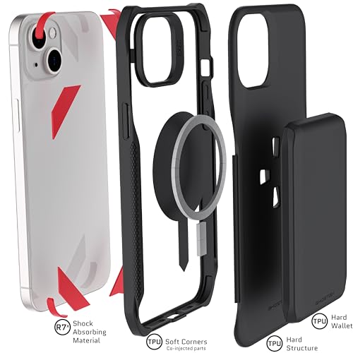 Funda cartera iPhone 15 Plus Ghostek Exec con tarjetero magnético extraíble negro 6