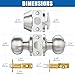 4 Sets Entry Door Knob and Single Cylinder Deadbolt Combo Set, Keyed Alike Round Ball Satin Nickel Exterior Door Knobs with Lock and Keys for Entrance and Front Door