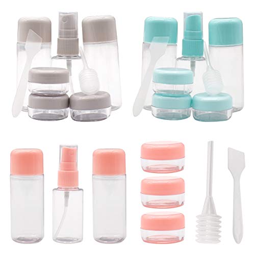 Flacon Vide De Voyage,DBAILY Plastique Transparent Vide Bouteille Voyage Set Cosmetique Flacons Vaporisateurs Vides pour Lotion Shampoing Gel Douche Crème Cover