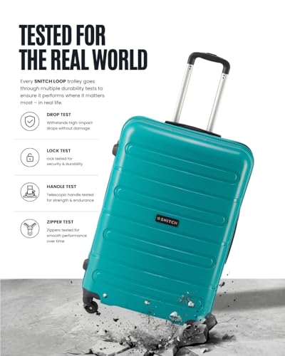 Image of SNITCH Loop 3Pc Set Teal Polypropylene Hard Travel Suitcase - Suitcase for Travel Set of 3 & Luggage with 4 Wheels, Secure Lock & Free Shoe Bag