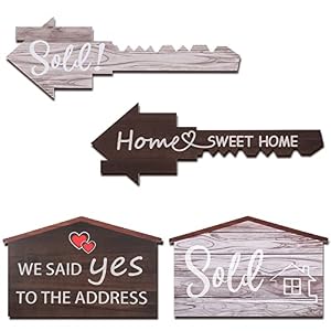 Yalikop 2 Pcs Real Estate Sold Sign Key House Shaped 16.7 Inch Real Estate