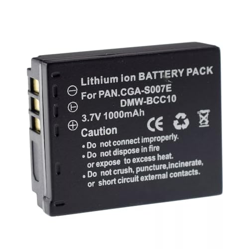 Image of Digital Camera Battery Compitable for Panasonic CGA-S007 3.7V 1000mAh Battery for Panasonic Lumix DMC-TZ1 DMC-TZ2 DMC-TZ3 DMC-TZ4 DMC-TZ5 DMC-TZ11 DMC-TZ15 DMC-TZ50 Digital Cameras