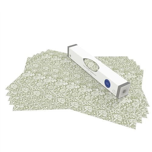 The Master Herbalist William Morris UNSCENTED & WIPE CLEAN Drawer Liners in SAGE GREEN - Perfect for lining Kitchen Drawers, Shelves, Cupboards & Cabinets